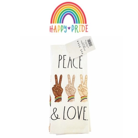 RAE DUNN Peace & Love Kitchen Towels NWT